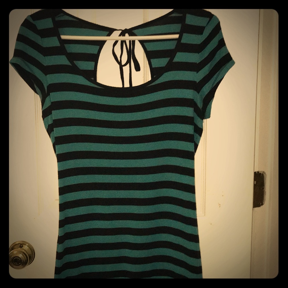 Blue and Black Striped Sexy Basic Tee
